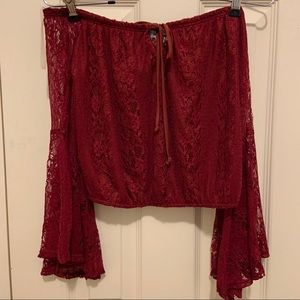 Maroon Off The Shoulder Top